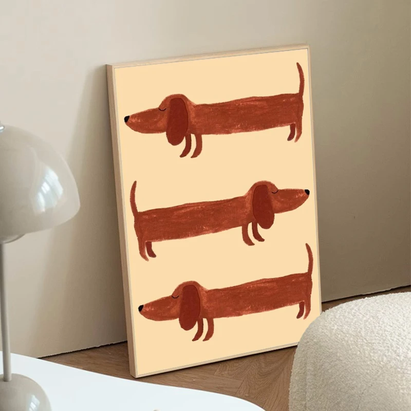 

Cute Dachshund Dog Poster Sausagedog Canvas Painting Funny Animal Wall Art Picture For Modern Living Room Home Decoration