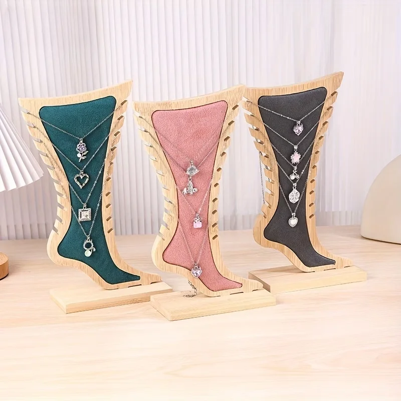 

Foot Shaped Anklet Display Stands Wooden Necklace Holder Foot Display Storage Showcase Stand for Ankle Jewellery Display