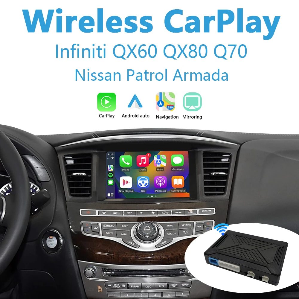 

Infiniti Apple Carplay For QX60 QX80 Q70 Nissan Patrol Armda Add Wireless Android Auto Support Reverse Camera Use OEM BT Audio