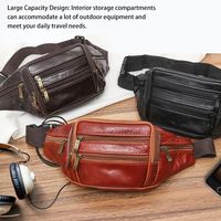 Leather Chest Shoulder Fashion Waist Bags Outdoor Shopping Men s Fanny Pack Belt Running Travel Pouch Red Brown