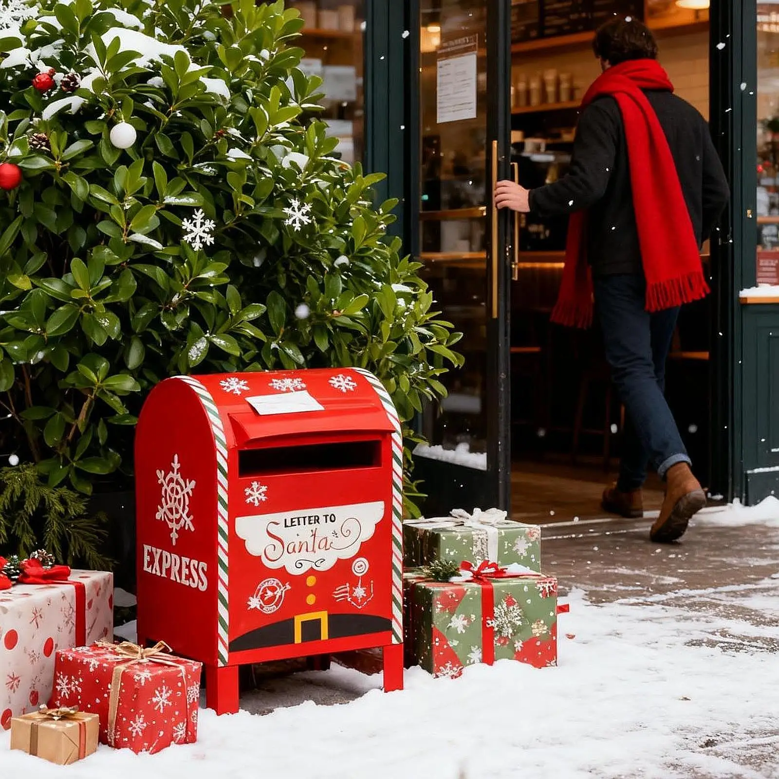 Christmas Santa Mailbox Wrought Iron Mailboxes Xmas Delivery Mailbox For Bar Cafe Decorations Shop Entrance Ornaments
