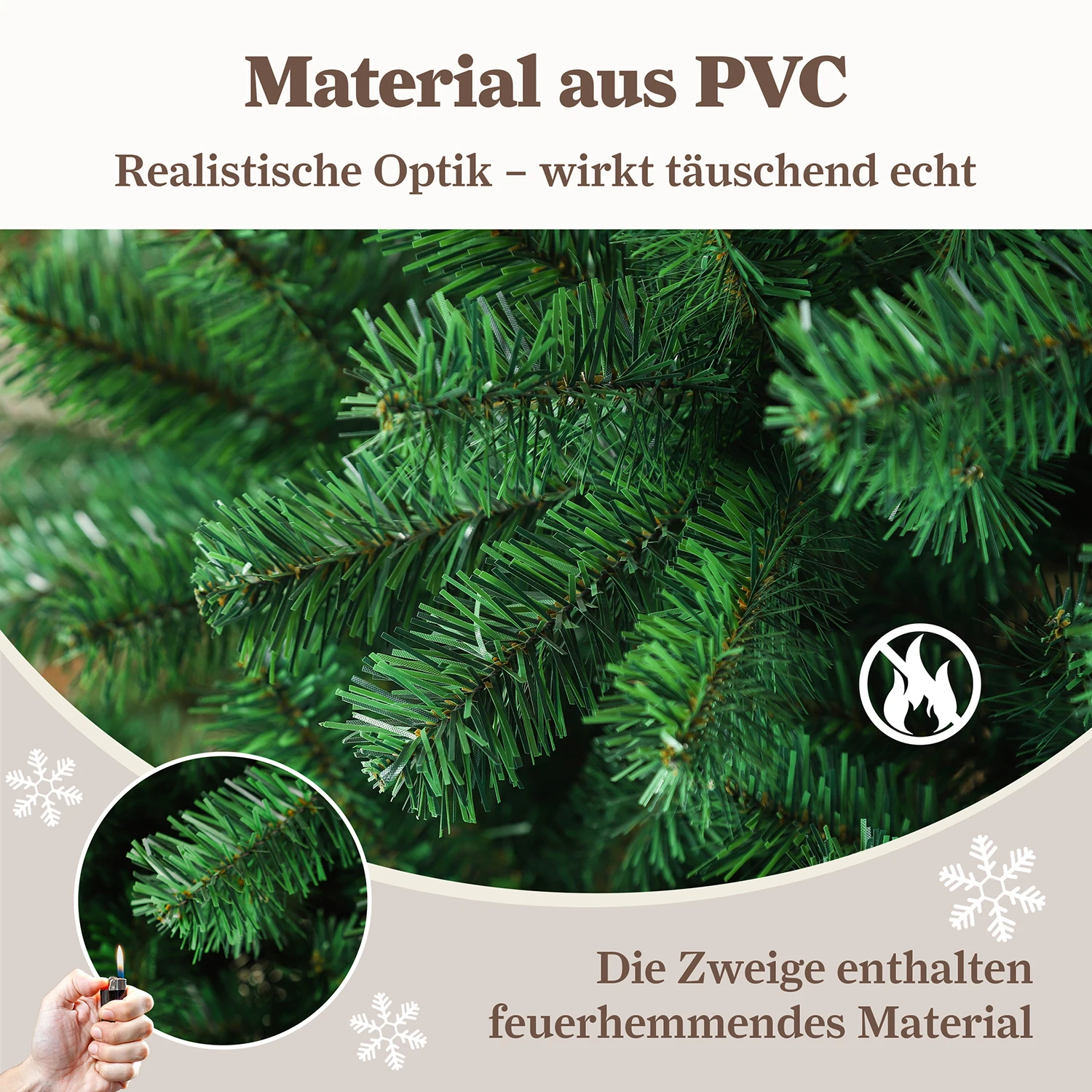 180/210 cm künstlicher Weihnachtsbaum aus PVC mit Metallständer, faltbare Bäume mit 900/1050 Spitzen, faltbar, Party-Dekoration für drinnen und draußen – Detail 2