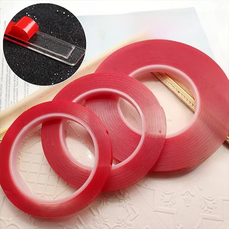 Film rouge Transparent Ultra fin, ruban adhésif Double face, résistant aux hautes températures, sans marques, adhérence étanche, adhésifs forts, 2 pièces
