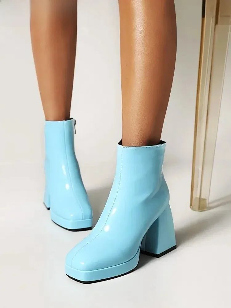 Pinkycolor-Bottes à talons hauts pour femmes, Chaussures à cylindre bas, Doux, Haut, 9cm, Taille 34-47, Mode automne et hiver