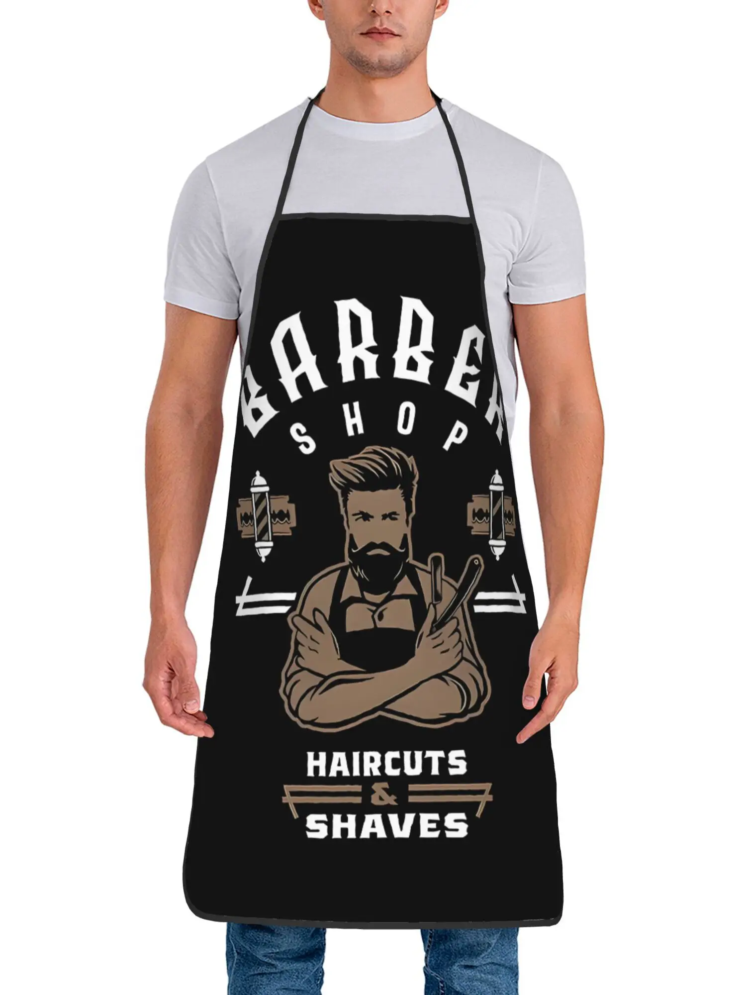 1 Piece Vintage Design Apron for Barber Shops Offering Haircuts and Shaving Services, Unisex, Suitable for Crafts, Baking, Painting, Cleaning, Cooking, Chef, Waiter, Cafe, and Barbecue Restaurant Aprons, 21.7× 28.7inch , Perfect Holiday Gift Idea for Family and Friends