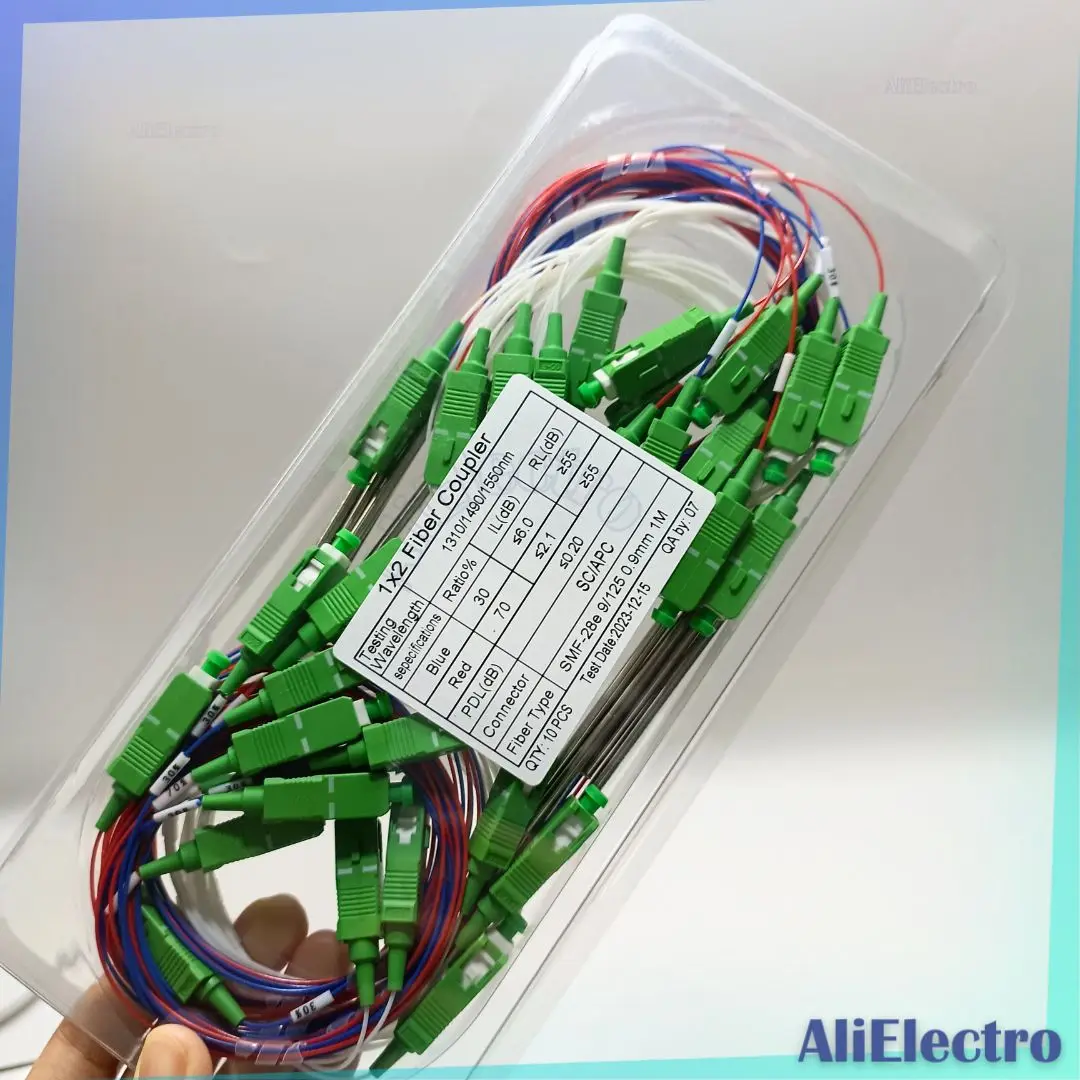 10pcs/lot 30/70 Fiber Optic FBT splitter 0.9mm with SC APC connector unbalanced coupler 70/30 optional split ratio