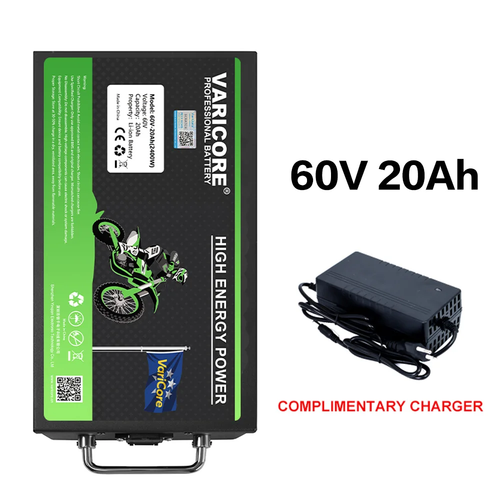 Waterdichte Lithium-batterij VariCore 60V 20Ah 30Ah 16S 18650 met geïntegreerde BMS-beveiliging voor motoren 500W-2400W, hoge veiligheid