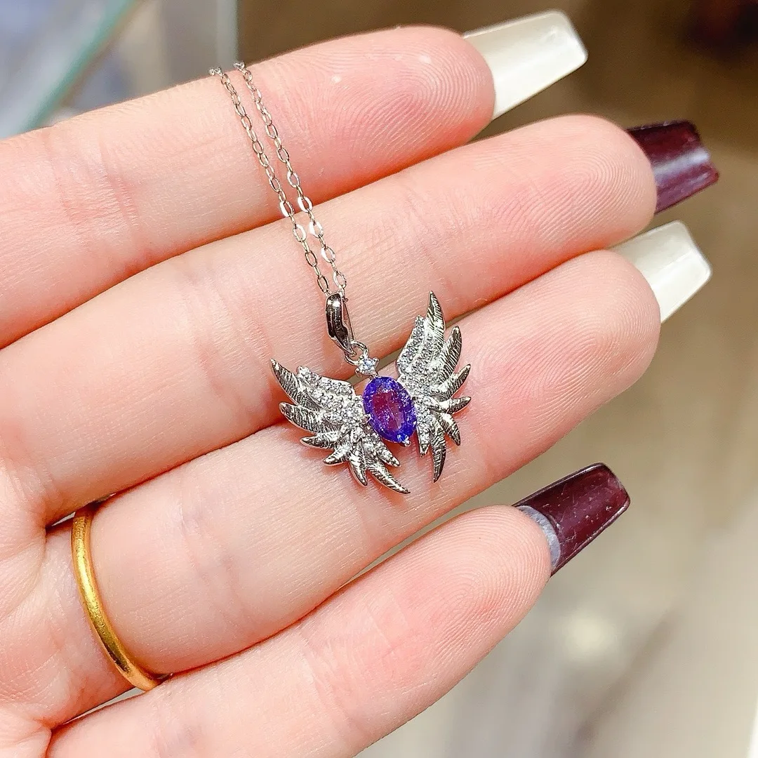 

Boutique Jewelry Girl Pure Natural Tanzanite Necklace Pendant 925 Pure Silver Plated Rose Gold Spider Christmas Gift for Girlfri