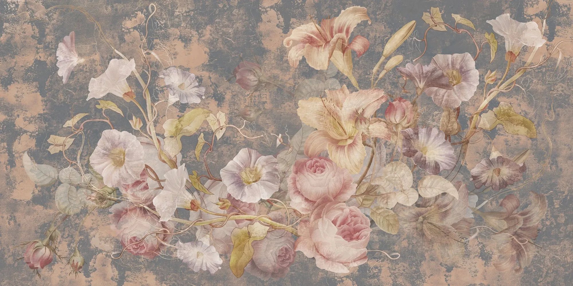 Floral Wallpaper Pink Self Adhesive Wall Sticker for Baby Room
