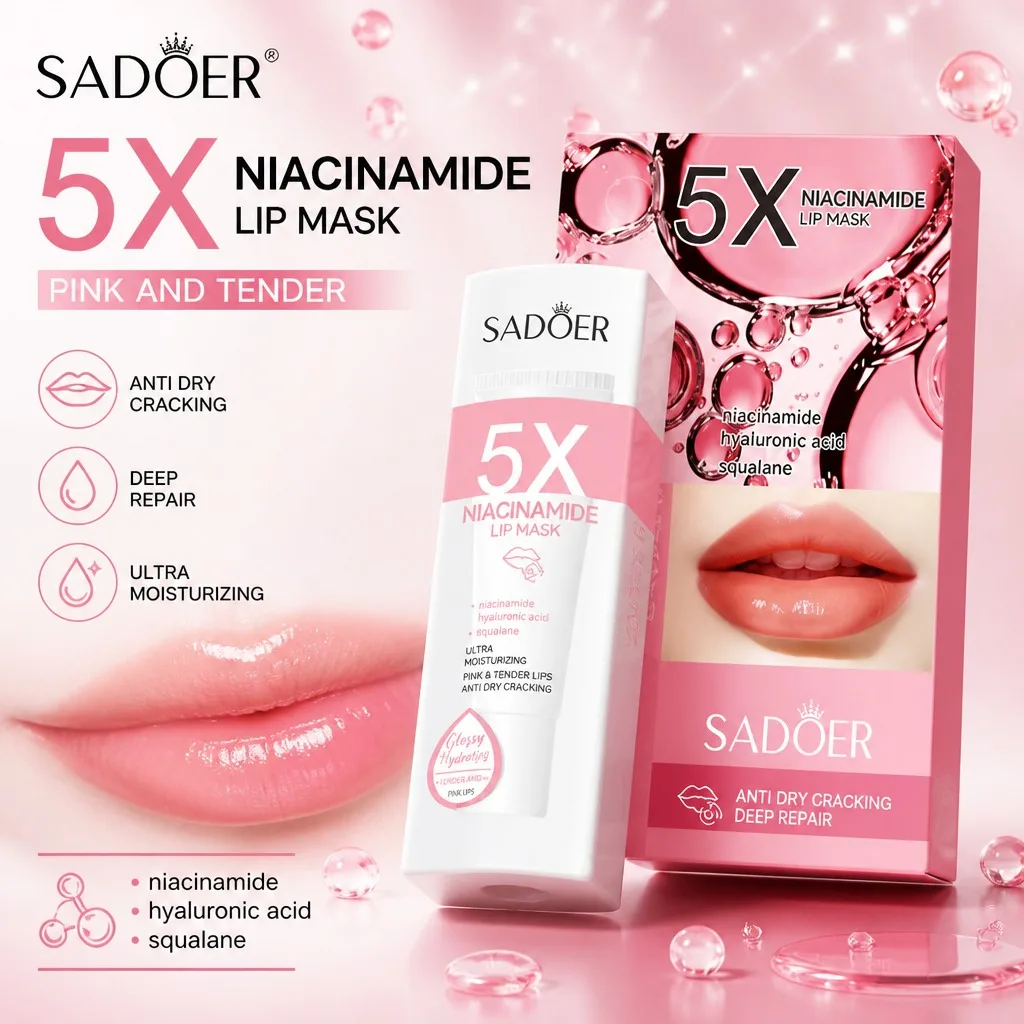 5x Niacinamide Rich Lip Mask - Powerful Moisturizing and Anti Drying for Soft Pink Lips Anti Cracking Lips 10g per Piece ﻿