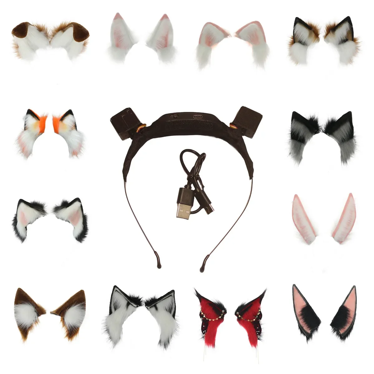 Bricolage bandeau électrique oreilles mobiles fille cadeau renard lapin chat loup Cosplay accessoires carnaval Halloween Club mascarade fête chapeaux
