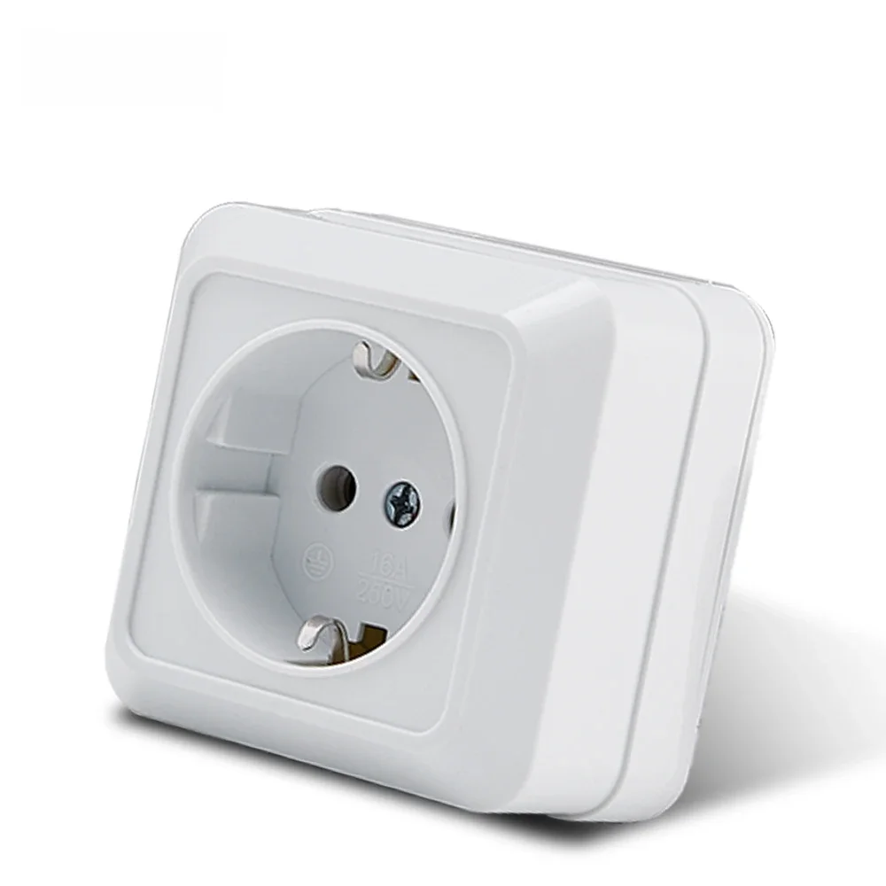 WESA-EU Tomada De Tomada De Montagem De Parede Elétrica Padrão, Tomada De Energia De Superfície