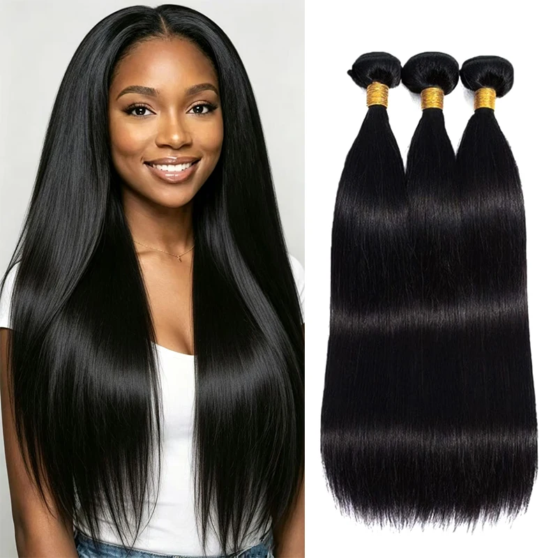 Straight bundles hair extensions, 6 bundles, natural black stitched design, braided hairpiece, 20 in300g, for various occasions.