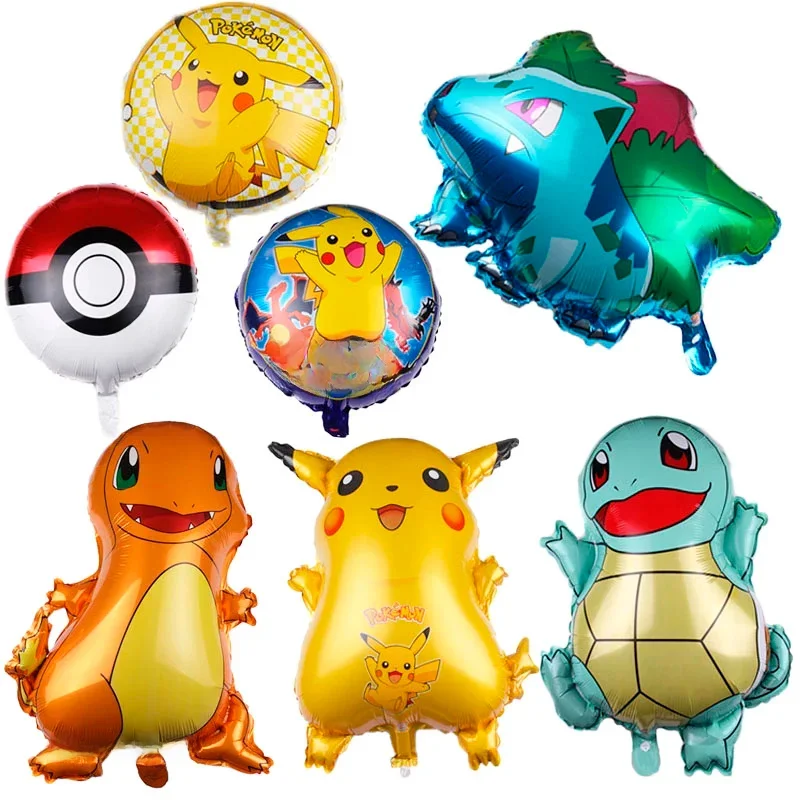 Ballon Pokemon Pikachu écureuil Bulbasaur Pikachu, figurine humaine, fournitures de décoration en aluminium, cadeau de fête d'anniversaire pour enfants