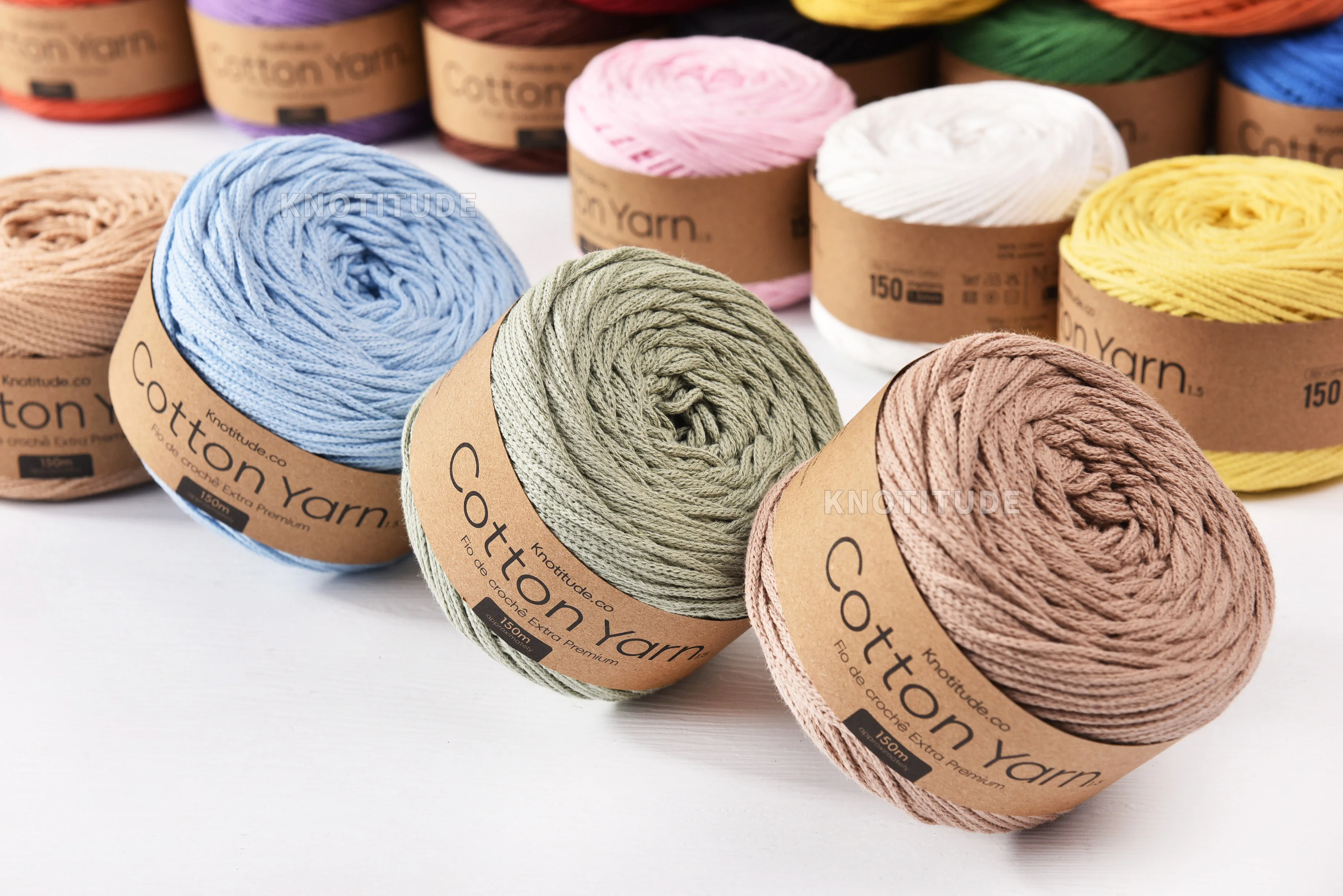 KNOTITUDE 1.5mm Cotton Yarn 150m a Ball Hand knitting yarn Hand Crochet yarn Bag crochet yarn 100% high quality cotton