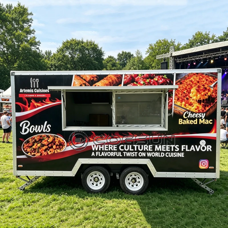 Multi-Functional Mobile Food Trailer Full Kitchen BBQ Burger Ice Cream Concession Trailer for Outdoor Festival
