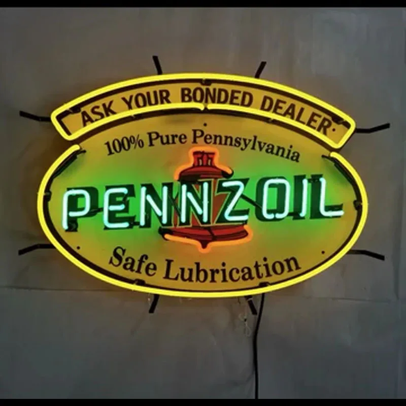 Neon Signs for Pennzoi Gas Handcrafted Neon Bulbs Glass Tube Decorate Gas Oil Station Print LOGO Garage Advertise Dropshipping