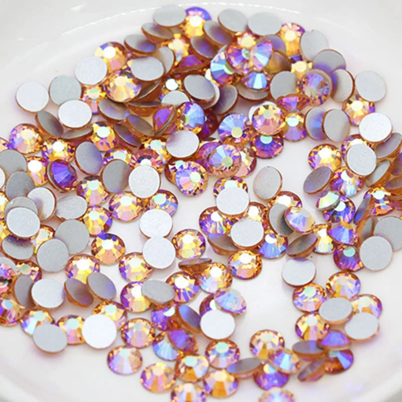 Sapphire AB Champagne AB SS16 SS20 Crystal Glass Flatback Rhinestones For Nails Makeup Bags Shoes Clothes Decoration DIY