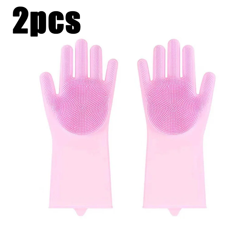 Luva de banho para animais de estimação – Luva de silicone para cães e gatos, massagem e deshedding, à prova d'água, resistente à mordidas (azul/rosa)