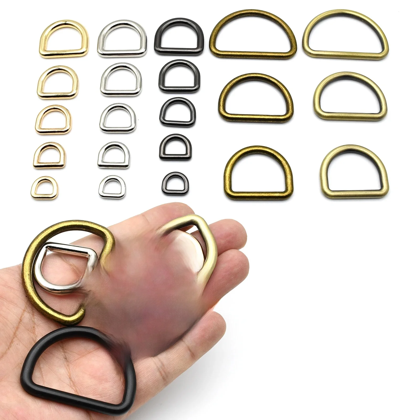 Boucles à anneau en D, 2 pièces, boucles en métal moulé, boucle semi-circulaire pour pièces de sangle de sac, ceinture en sangle, accessoires de vêtement, bricolage