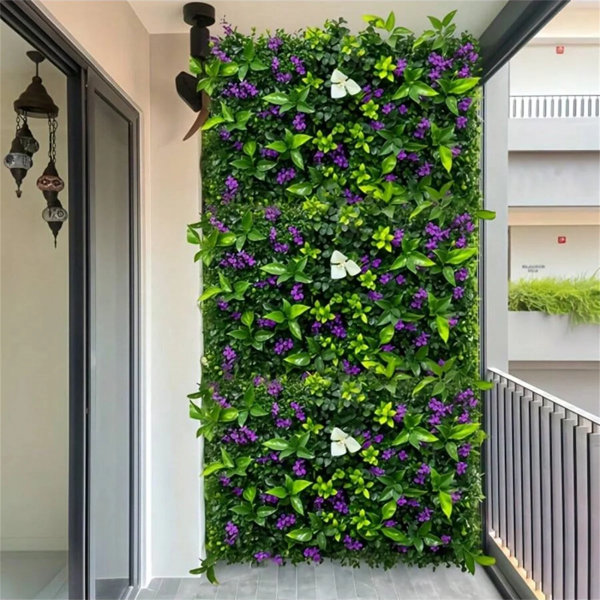 1pc Hanging Plant Wall Panel Plastic Green Plants With Flowers For Indoor Outdoor Courtyard Cafes Home Offices Garden Decor view 5