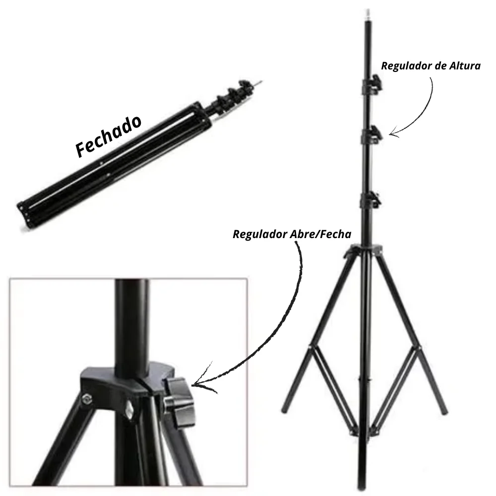 Tripod Ring Light 1.6m Black Photo Studio Digital Influencer Photo