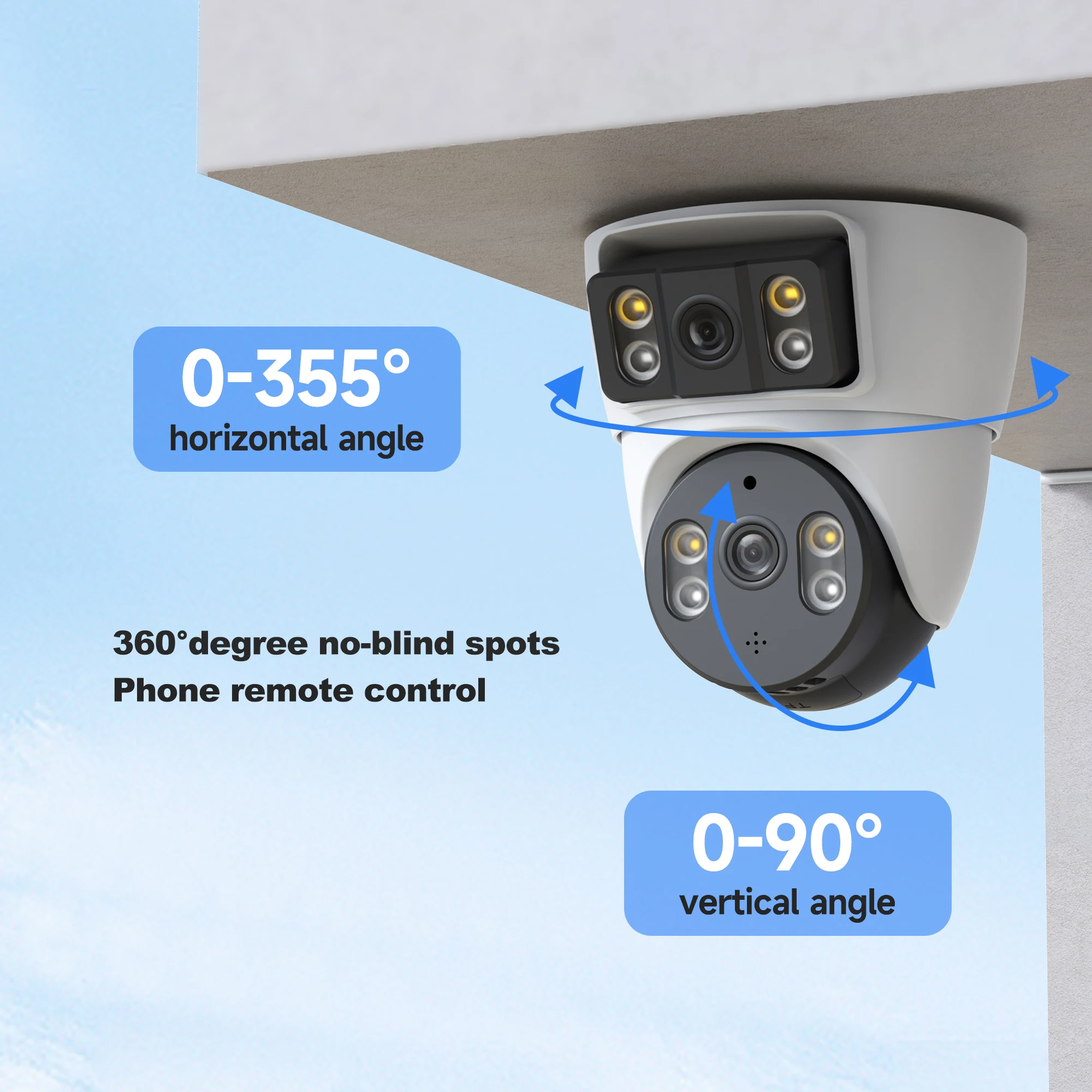 4MP Dual Lens WiFi Security Camera Dual Screen Display Dual Light Full Color Night Vision Motion Detection Auto Tracking Two-Way