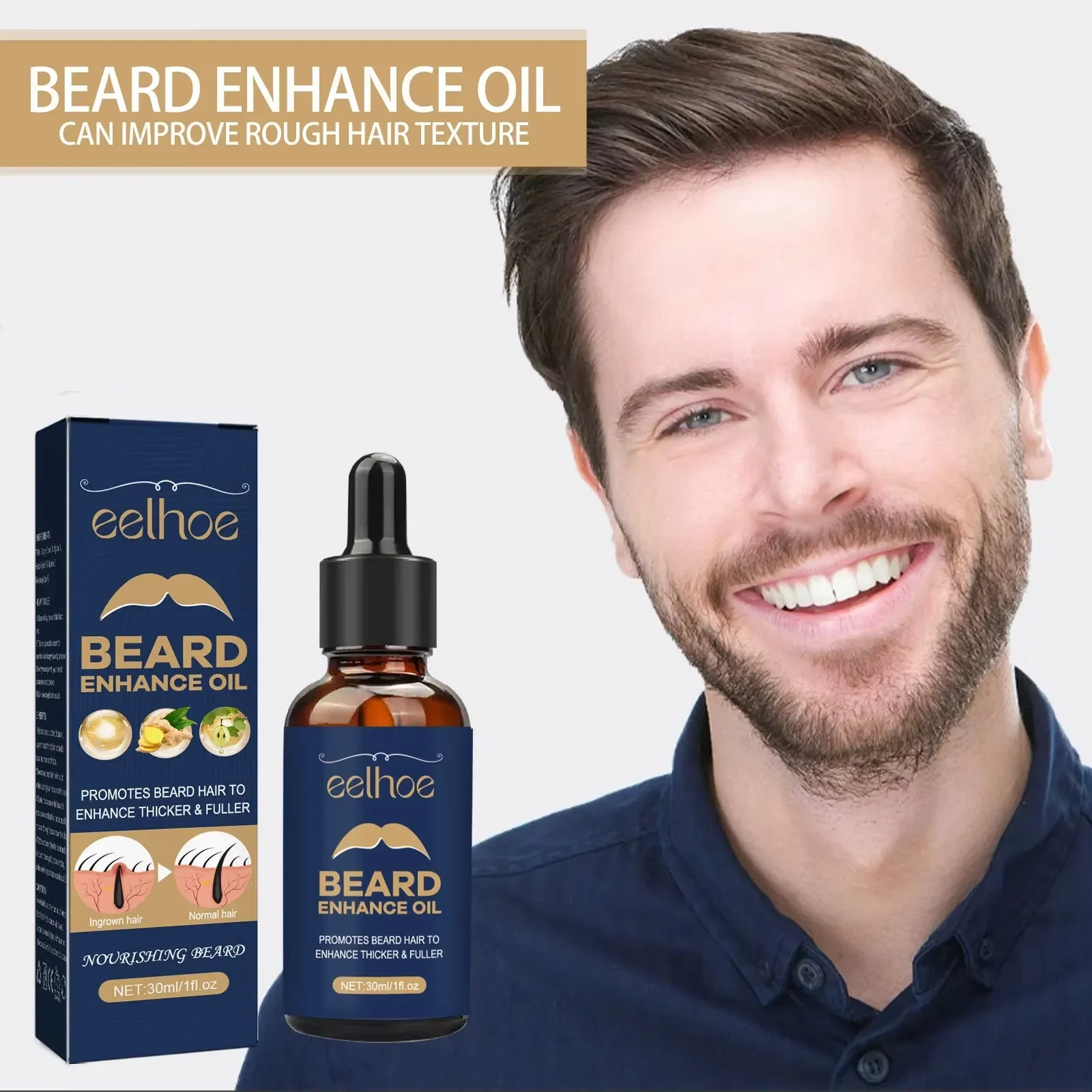 Beard Growth Oil Fast Grow Beard Anti Hair Loss Enhancer Thicker Strengthen Follicles Nourishing Moustache Beard Growth Fluid