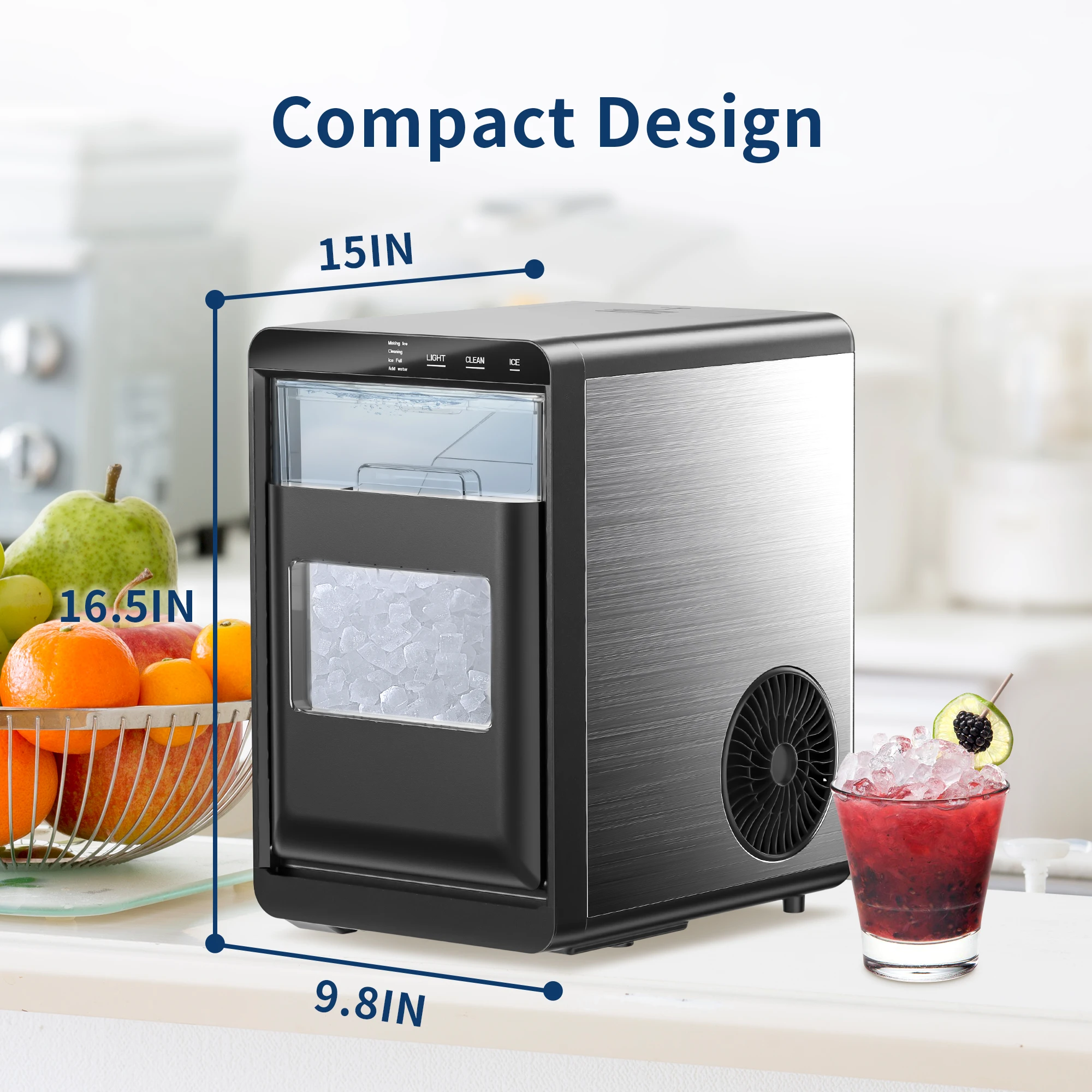 SIMZLIFE Ice Maker 44Lbs/24H Pebble Ice Maker Machine Self Cleaning Pellet Ice Machine Sonic Ice Machine for Home Kitchen Office