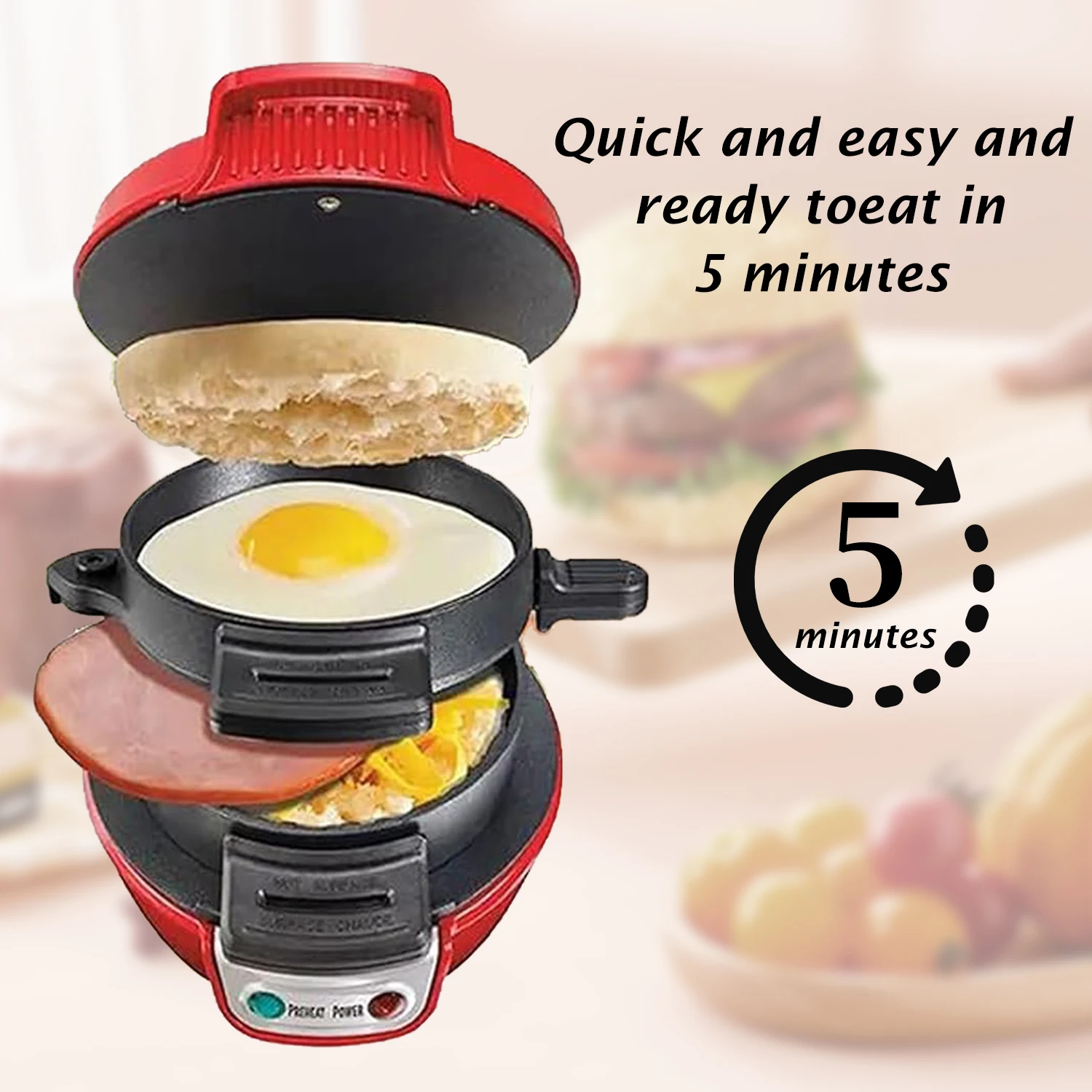 Household Portable Breakfast Burger Sandwich Omelette Toaster Maker Breakfast Sandwich Hamburger Maker With Egg Cooker Ring