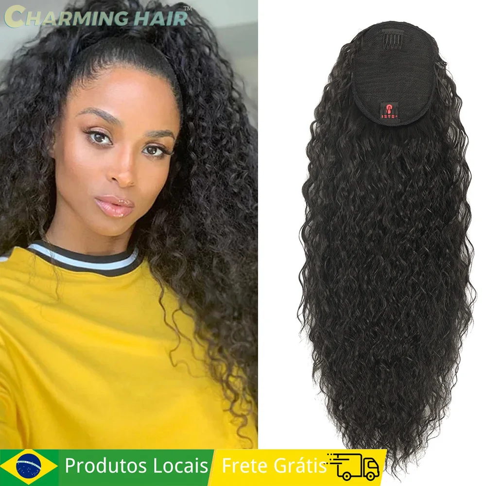 Rabo de Cavalo-extensiones de pelo largo para mujer, 120g, 60cm, encarlado, Fofo Afro, Fibra Bio, Alta calidad, Estilo de Moda "KARINA"