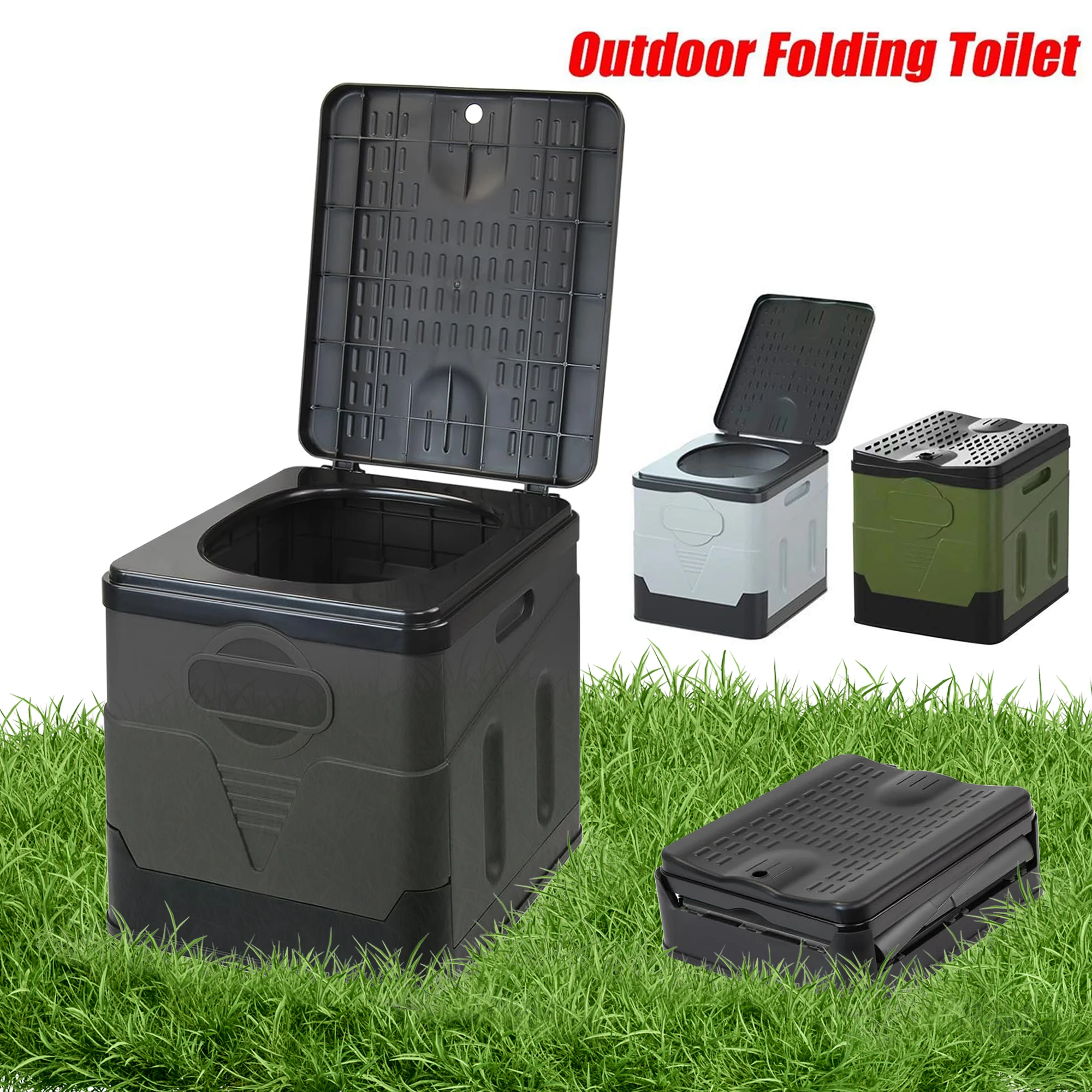 Portable Folding Toilet for Outdoor Camping Potty for Adult Self-Driving Travel Emergency Toilet for Kid Cover Design Seat Toilt