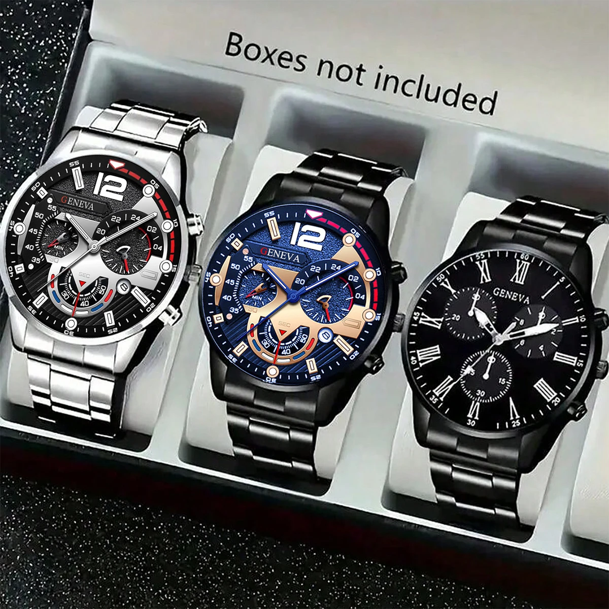 3-Piece Luxury Men's Watch Set, with a Sophisticated Feel and Made of Stainless Steel The Perfect Gift for Father's Day, Birthdays, Ramadan, Anniversaries, and Everyday Wear.