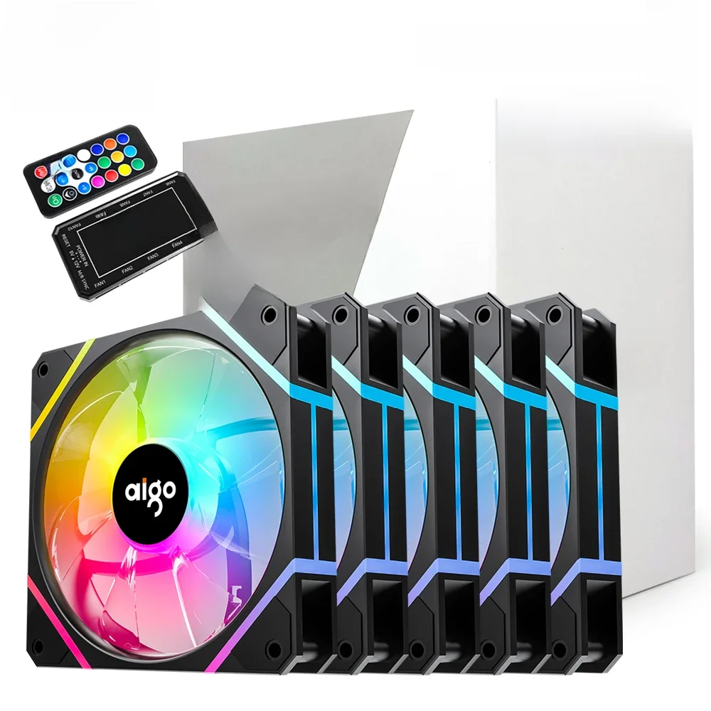 Aigo AM12 Rgb Fan Ventoinha PC Controladora 120mm Zestaw wentylatorów do obudowy komputera 6pin Chłodnica wodna Wentylatory chłodzące procesor Argb 12cm Ventilador — zdjęcie 2