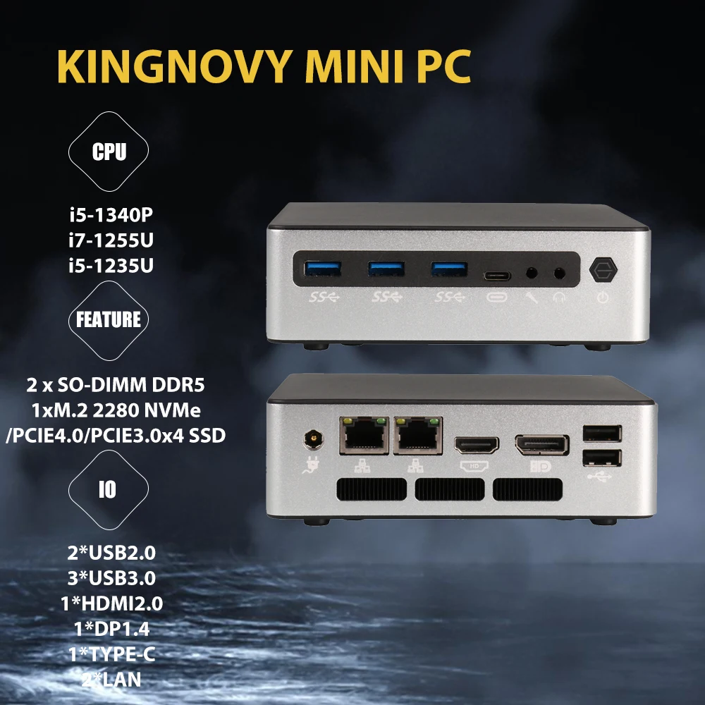 Mini PC portátil do jogo, i5, 1340P, i7, 1360P, 2xDDR5, SSD de NVMe, Windows 11 pro, NUC, 3x4K, HTPC, WiFi6, negócio super