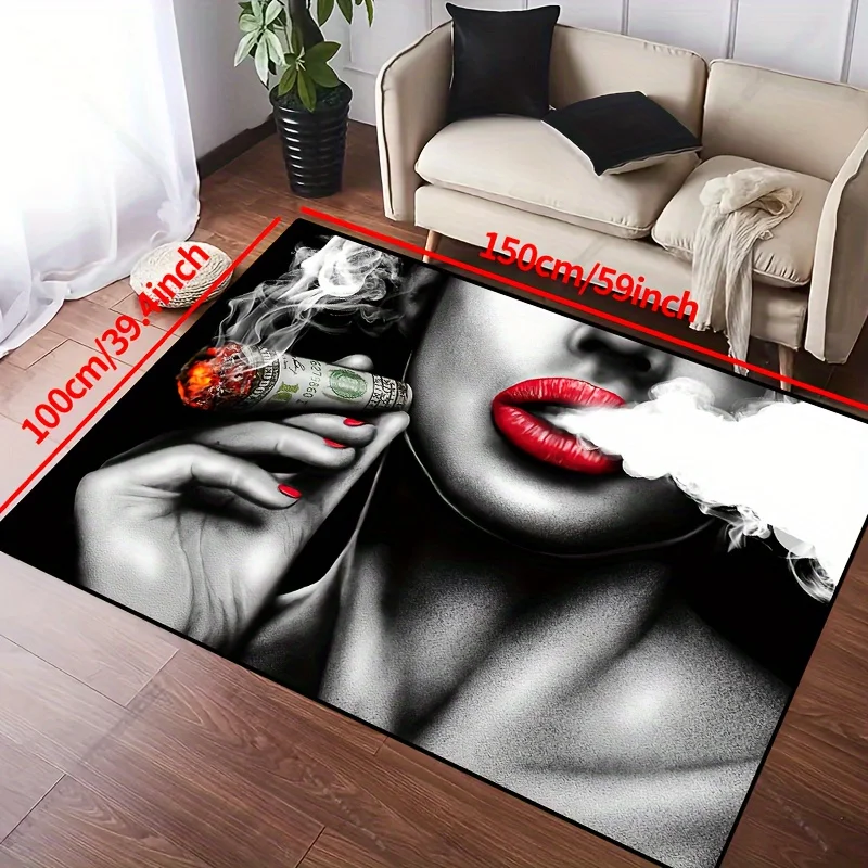 Beauty Smokes Rutschfeste Flächenmatte, einzigartiges Lippenkunst-Design, Bodenmatte, Eingangsbereich, Zubehör, Teppich, Zuhause, Willkommensmatte, Live-Raumteppich – Detail 7