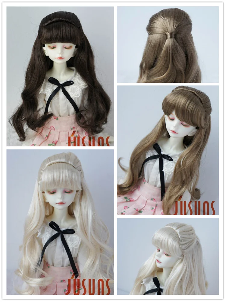 JD096 1/12 1/8 1/6 1/4 1/3 Cheap Long Wav Pony BJD Wig From Size 3-4inch to 9-10inch Doll Hair Tiny OB11 YOSD MSD SD Accessories