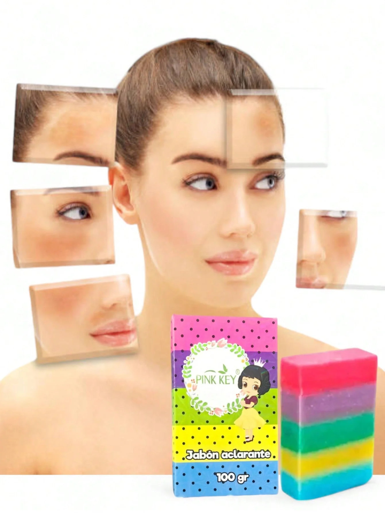 Jabón Arcoiris Aclarante Hidratante Blanqueador para el Cuidado de la Piel