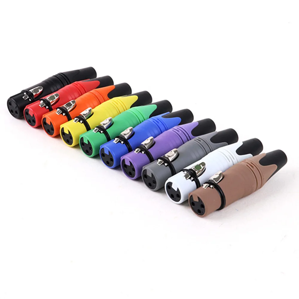 8pcs/4sets 3Pin XLR Male Plug+Female Jack Adapter Audio Wire Connector Cannon MIC Cable Terminal Plug,10 Colors available