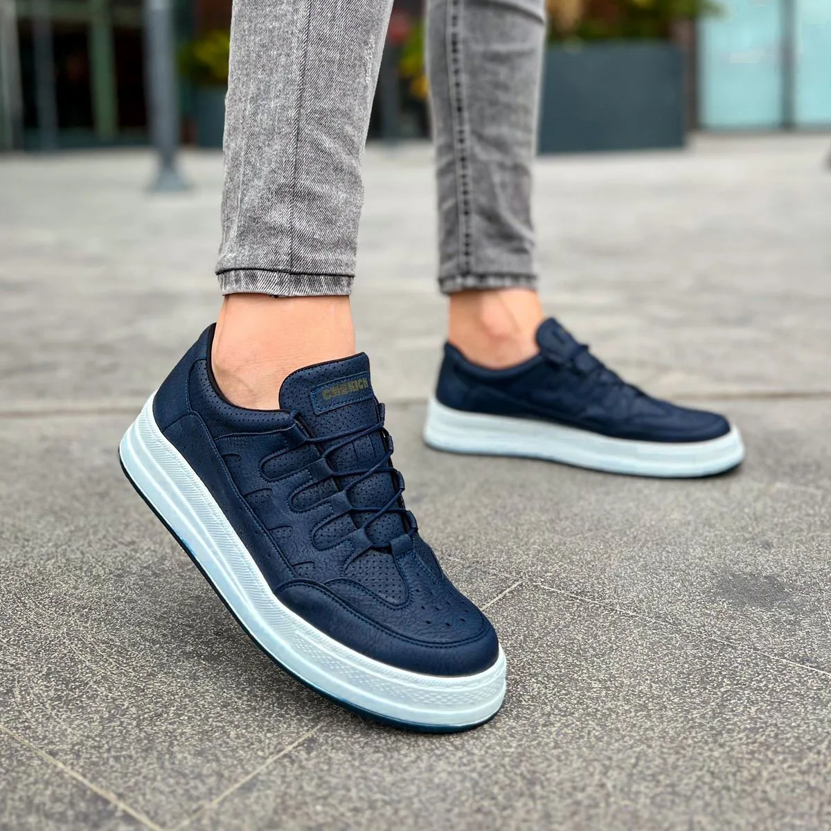 CHEKICH Original Brand Navy Blue 2024 Men's Sports Shoes High-soled Elastic band CBT C-Rey, Daily Sneakers CH040