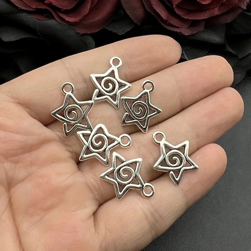 20 sztuk 17*20mm antyczny kolor srebrny Swirl Star Charms niebiański wisiorek projektant Charms Fit tworzenia biżuterii DIY komponenty do biżuterii — zdjęcie 2