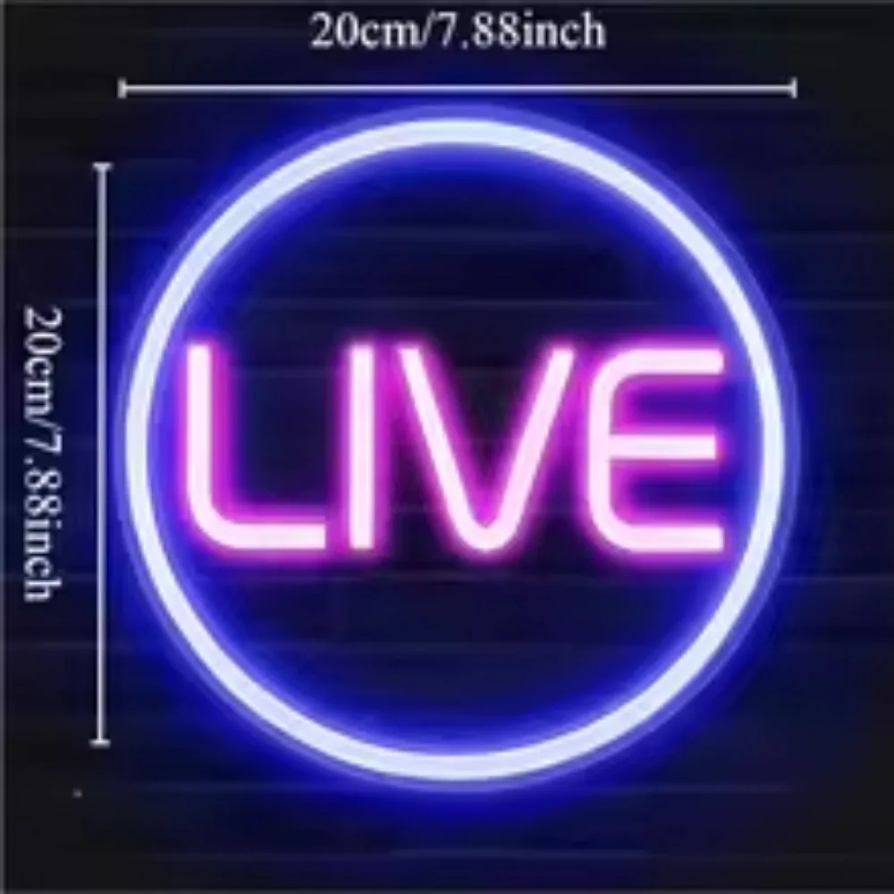 Live Neon LED Live Neon for Media/Gamers Cool Live/Recorded Signs Round LED signs for studios, walls, bedroom game room décor