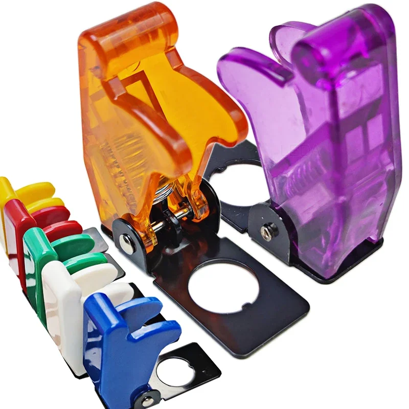 1 Stuks Verlichte LED Tuimelschakelaar Veiligheidsvliegtuigen Flip Up Cover Guard Auto Boot Vrachtwagen Koolstofvezel Rood blauw Groen Geel - afbeelding 2