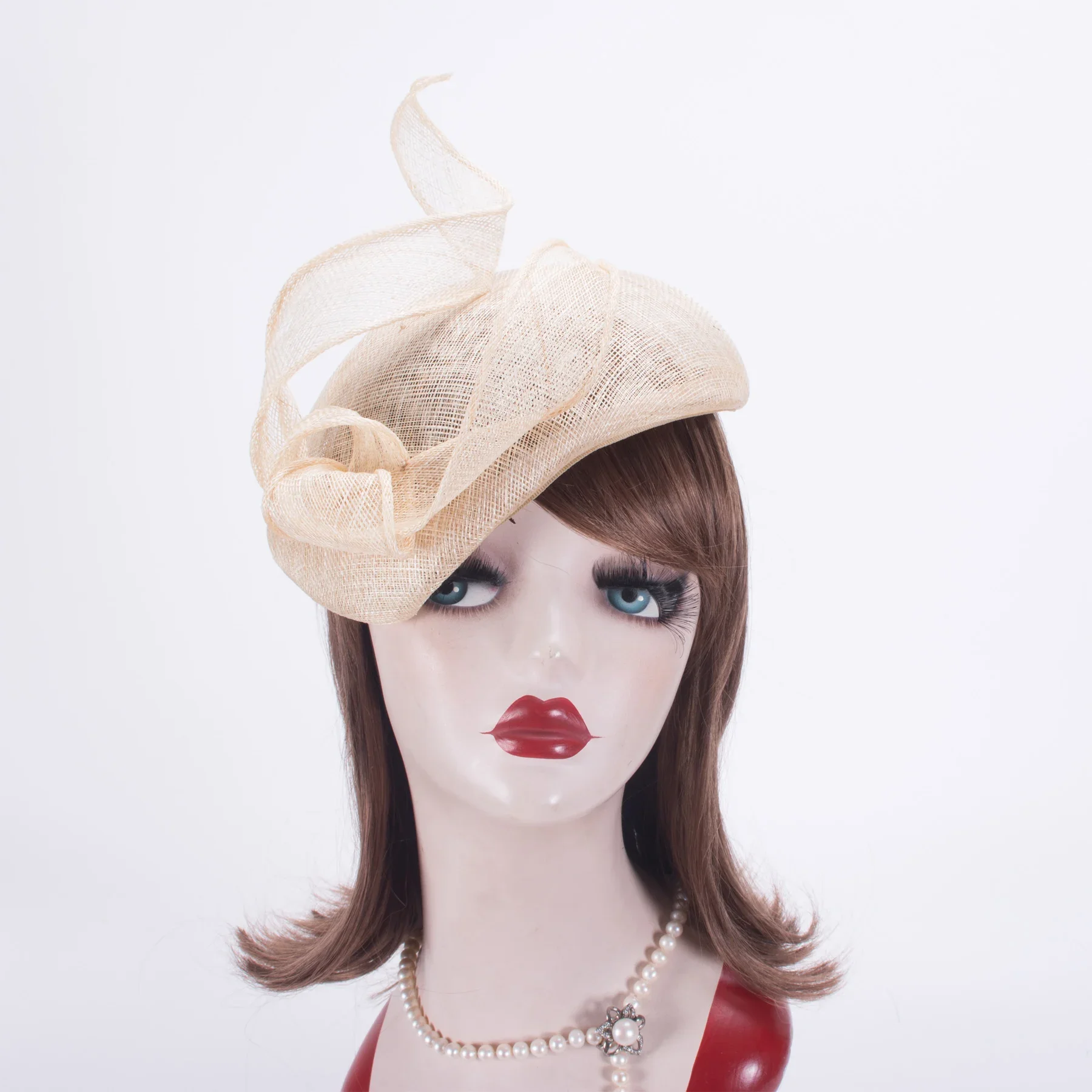 Teardrop Womens Britse Stijl Sinamay Tovenaar Hoed Tam Baret Casque Cocktail Bridal Hoed T442 - afbeelding 2