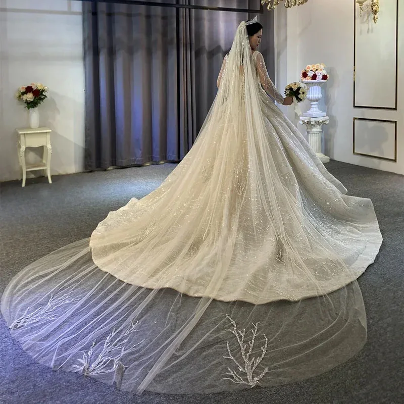 فساتين زفاف فاخرة مخصصة للحفلات الرسمية رقبة دائرية بدون أكمام رداء دانتيل زينة فستان الزفاف أماندا فيستدوس دي نوفيا #3