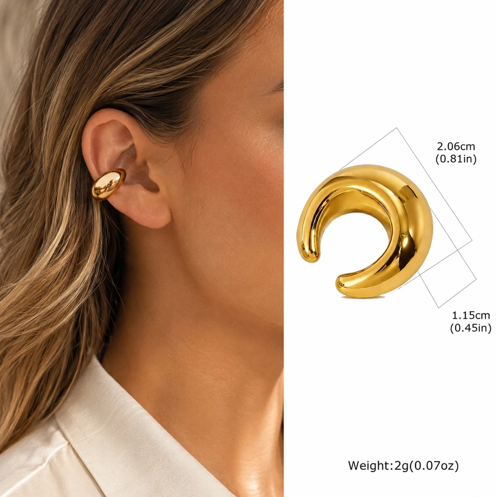 Women's Thick Non-Piercing Clip-On Ear Cuff Earrings