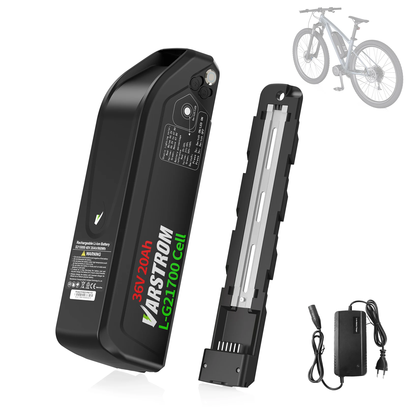 [ANGEBOT ] E-Bike Akku 36V 20Ah 720Wh Haiyue Lithium 21700 Grade A BMS 30A Ladegerät 3A Varstrom Original Elektrofahrrad Akku-Pack Für Ebike Antriebssystem BBS BBSHD G020 G0900 TSDZ2B TSDZ8 TSDZ16