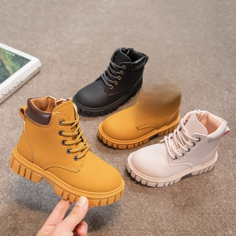 Bottes d'équitation en cuir imperméables pour enfants, bottes de rinçage décontractées, bottes courtes pour enfants, mode extérieure, garçons et filles, automne et hiver