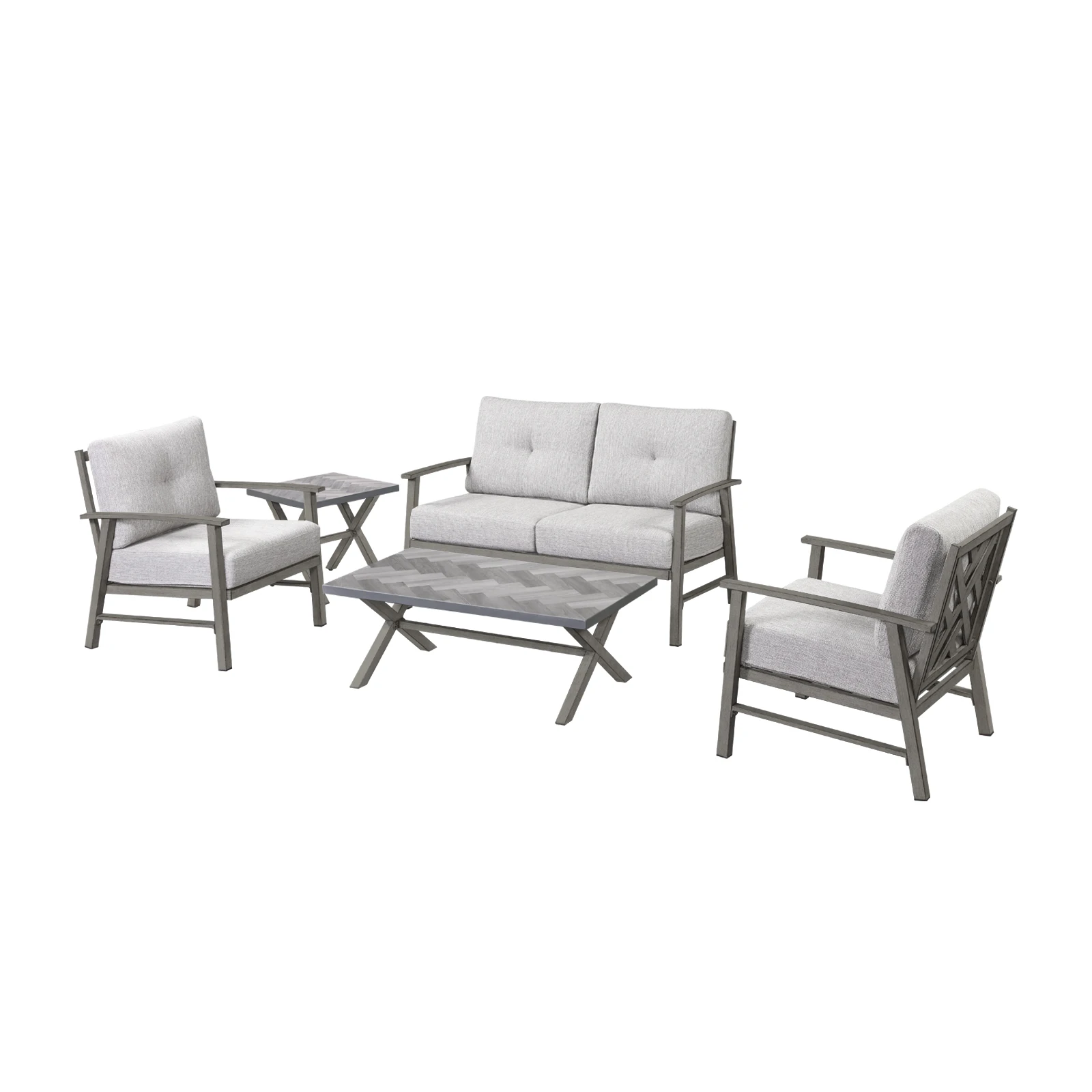 

Seehill Outdoor Furniture Set, 4 Piece Patio Furniture Outdoor Set, Aluminum Patio Furniture Set for Poolside, Limed Oak