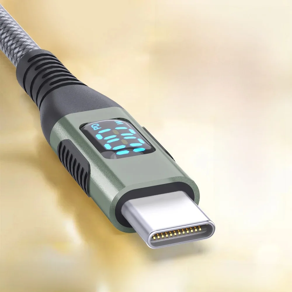 100W USB C naar USB C-kabel Type C PD 5A FastCharging voor LED-display Nylon gevlochten opladersnoer voor iPhone16 15 MacBook iPad - afbeelding 2